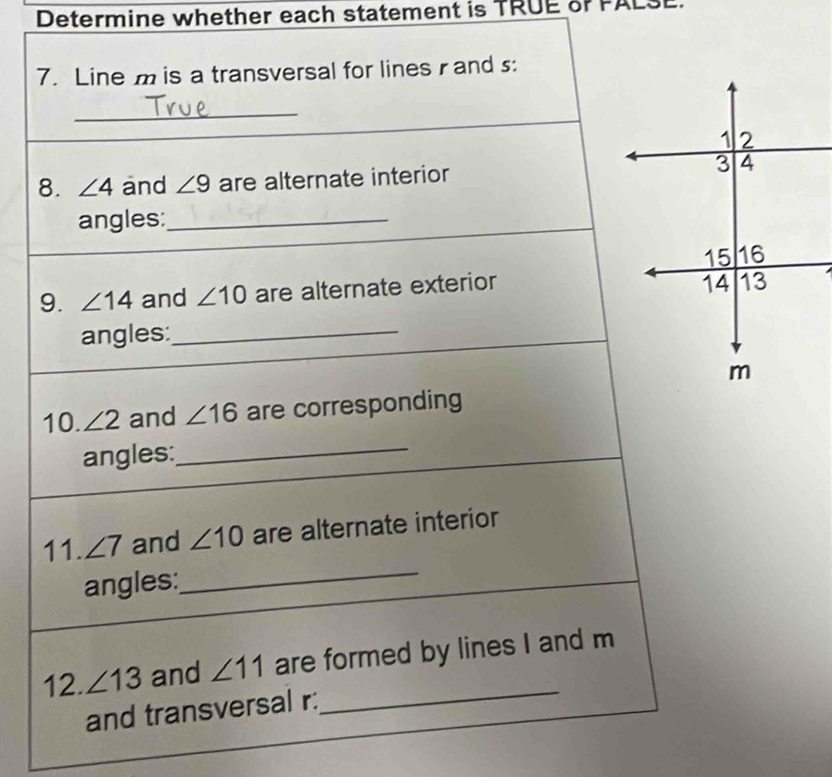 Determine whether each statement is TRUE oP PAL