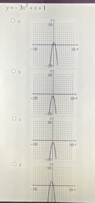 y=-3x^2+x+1
a
b
C
d