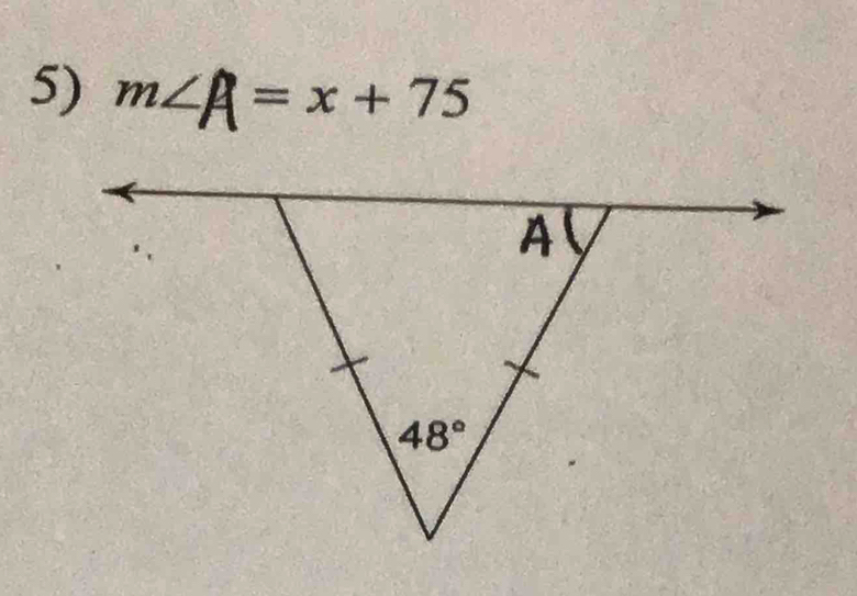 m∠A =x +75