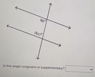 Is this angle congruent or supplementary? □