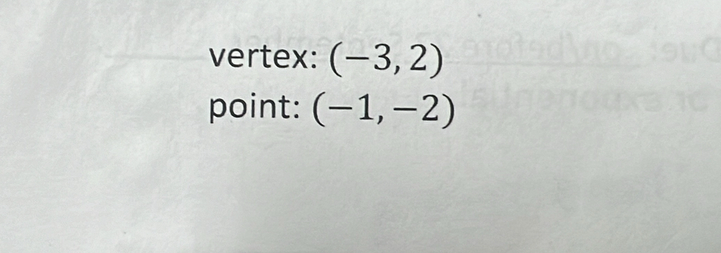 vertex: (-3,2)
point: (-1,-2)