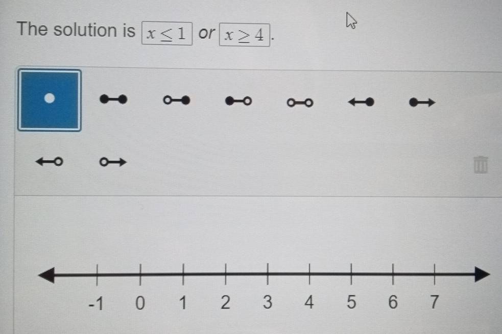 The solution is x≤ 1 or x≥ 4 |. 
. 
。