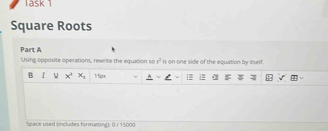 Solved: Task 1 Square Roots Part A Using opposite operations, rewrite ...