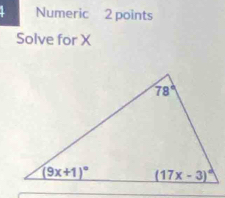 Numeric 2 points
Solve for X