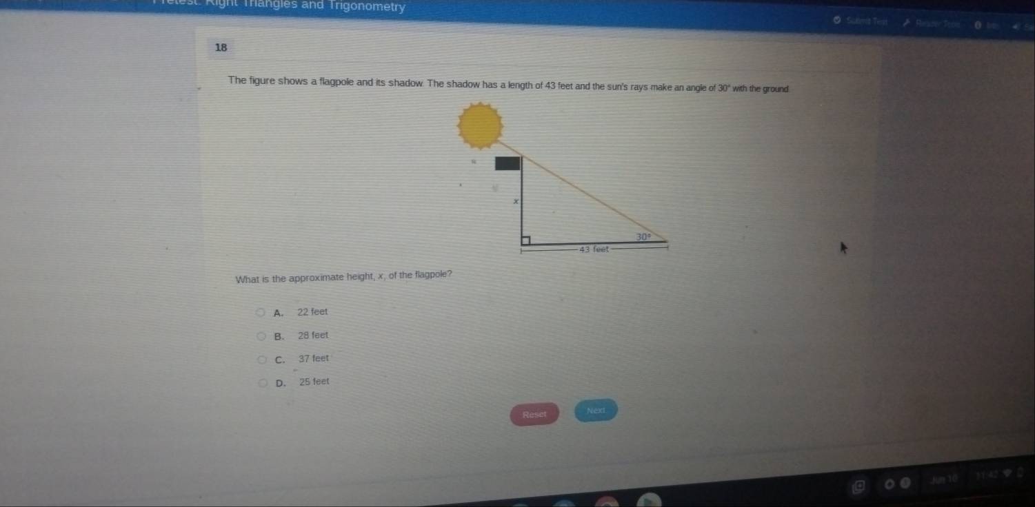 Solved: ght Triangles and Trigonometry Satmt Tesi 18 The figure shows a ...