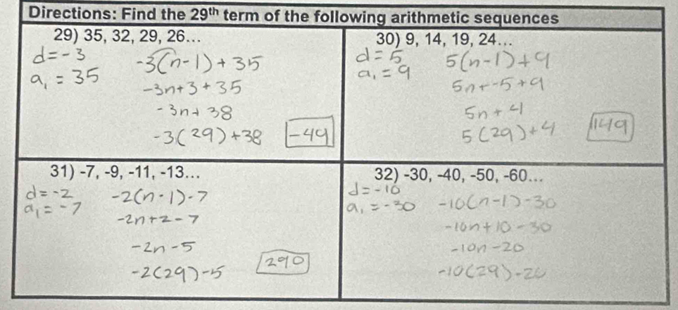 Directions: Find the 29^(th) term of the