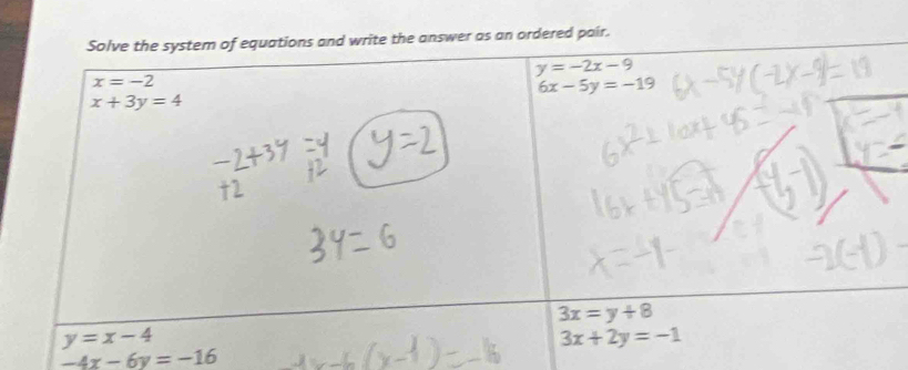 swer as an ordered pair.
-4x-6y=-16