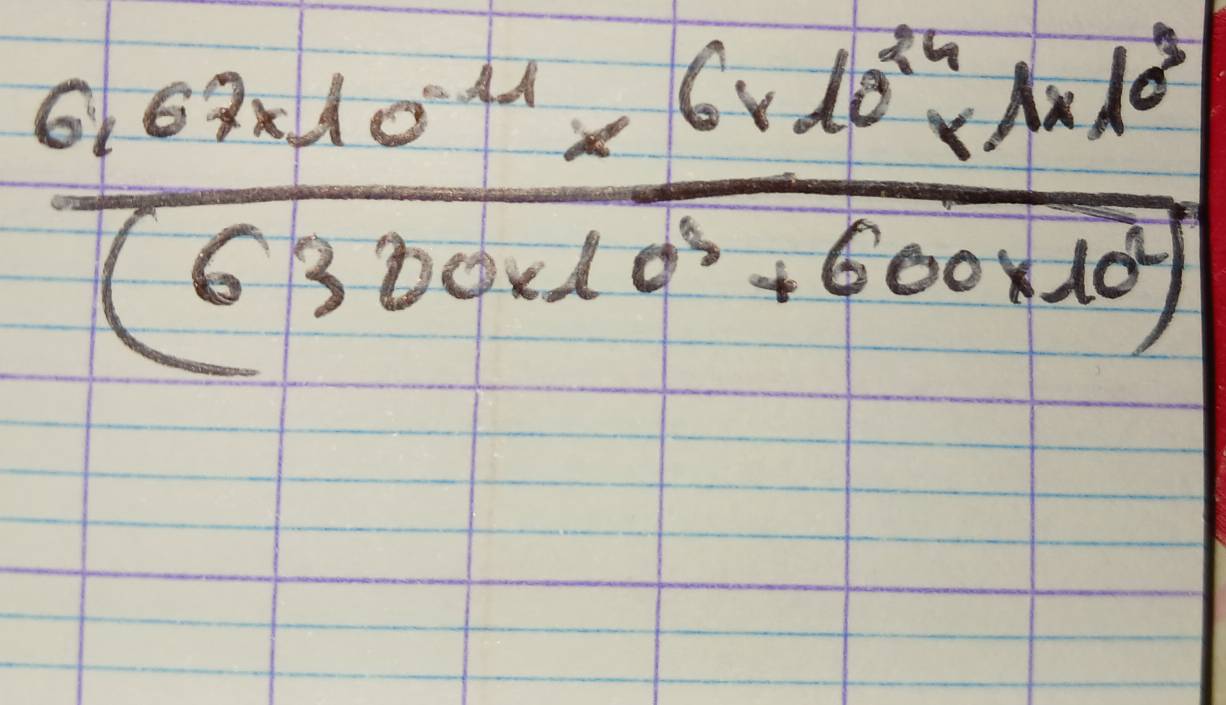  (6.67* 10^(-11)* 6* 10^(24)* 10^3)/(6300c10^3+600* 10^3) )