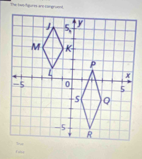 The two figures are congruent.
False