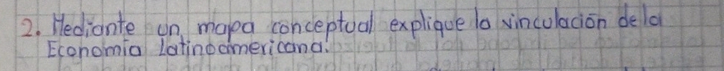 Hediante on mapa conceptual explique lo vincolacion delo 
Economia latinoomericana!