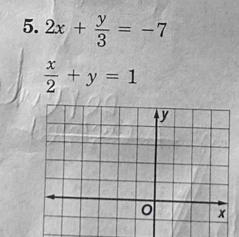 2x+ y/3 =-7
 x/2 +y=1