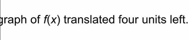 graph of f(x) translated four units left.