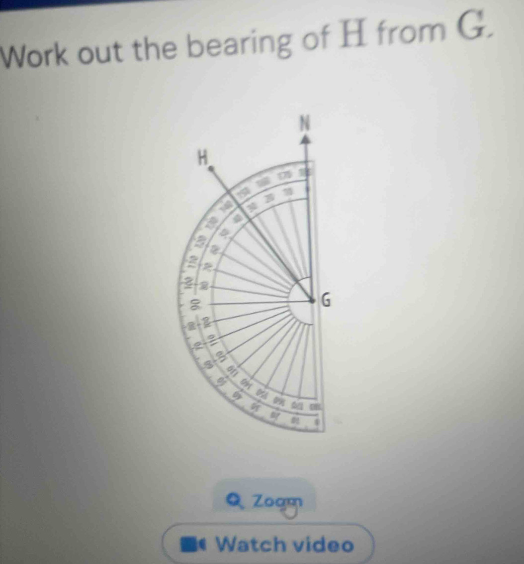 Work out the bearing of H from G. 
Zogm 
Watch video