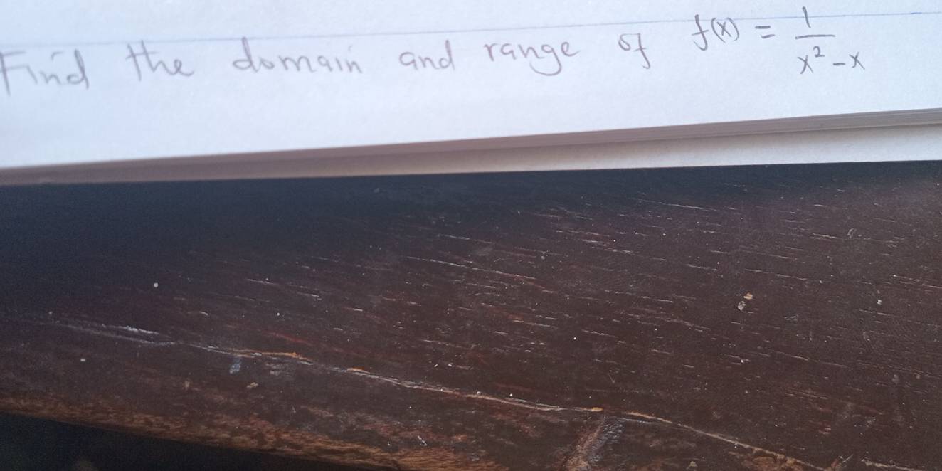 Find the domain and range of f(x)= 1/x^2-x 