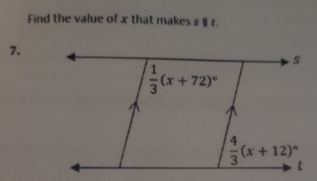 Find the value of x that makes s Ⅱ c.
7.