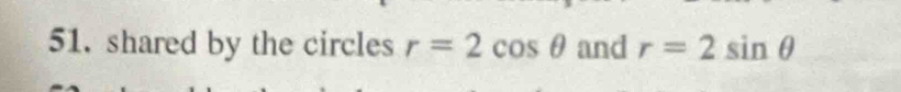 shared by the circles r=2cos θ and r=2sin θ