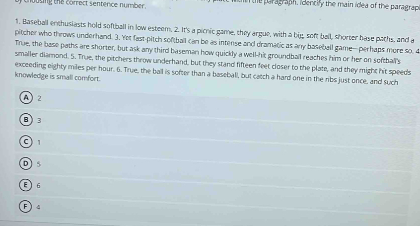 Solved: choosing the correct sentence number. thin the paragraph ...
