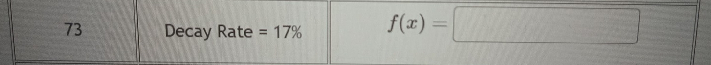 Decay Rate =17%
f(x)=□