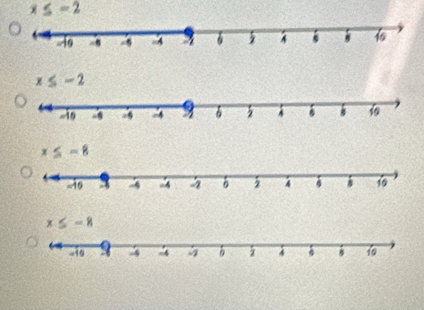 x≤ -2
x≤ -8
x≤ -8