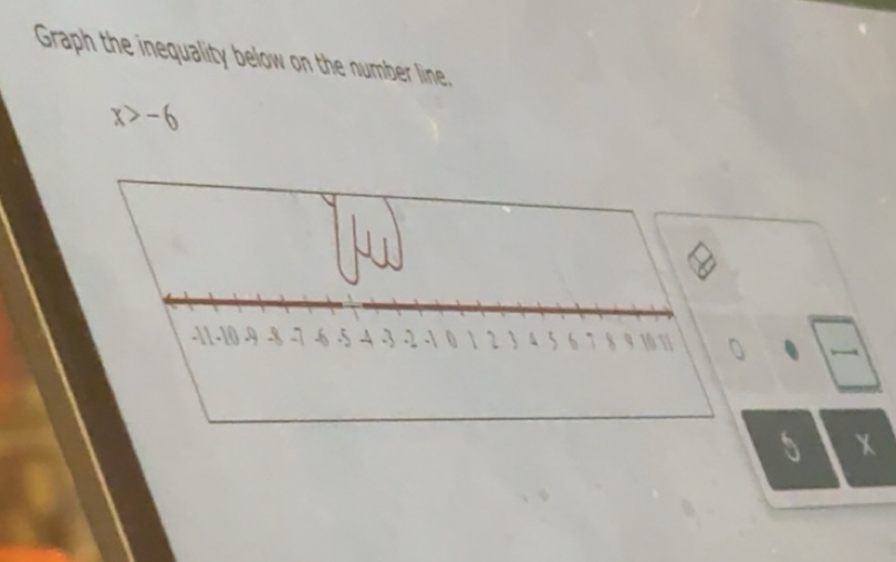 Solved: Graph the inequality below on the number line. x>-6 [Math]