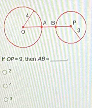 If OP=9 , then AB= _
2
4
3