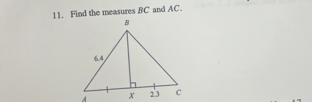 Find the measures BC and AC.