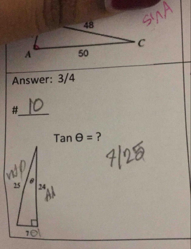 Answer: 3/4 
_#
tan θ = ?