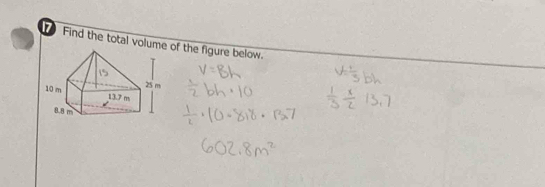 Find the total volume of the figure below.