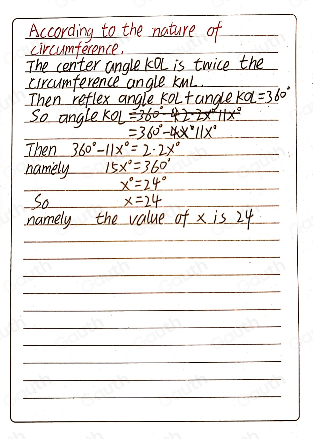 Solved: In the diagram, K, L and M lie on the circle, centre 0. Angle ...