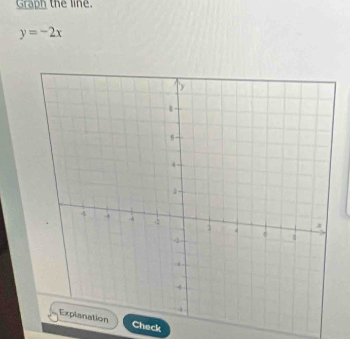 Graph the line.
y=-2x
Check