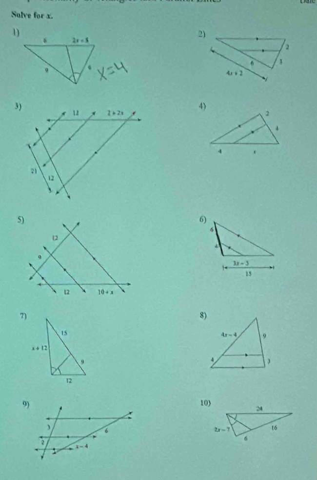 Sulve for x.
2)
 
7)