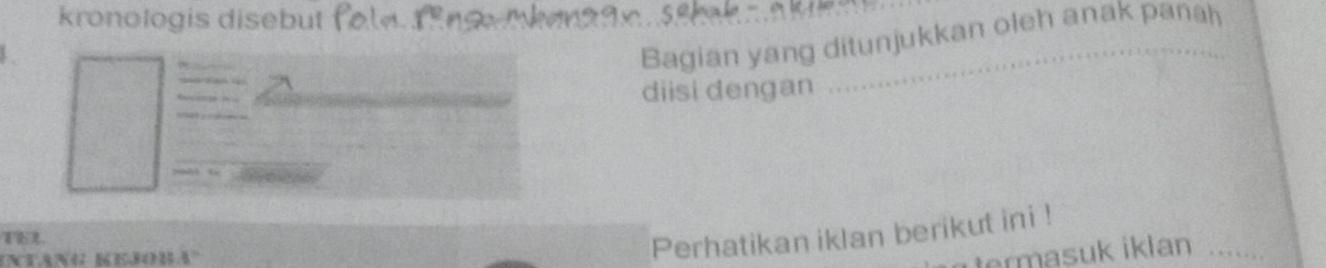 kronologis disebut 
8 
Bagian yang ditunjukkan oleh anak panah 
diisi dengan_ 
_ 
ntang Kejobá'' 
Perhatikan iklan berikut ini ! 
ermasuk iklan …_