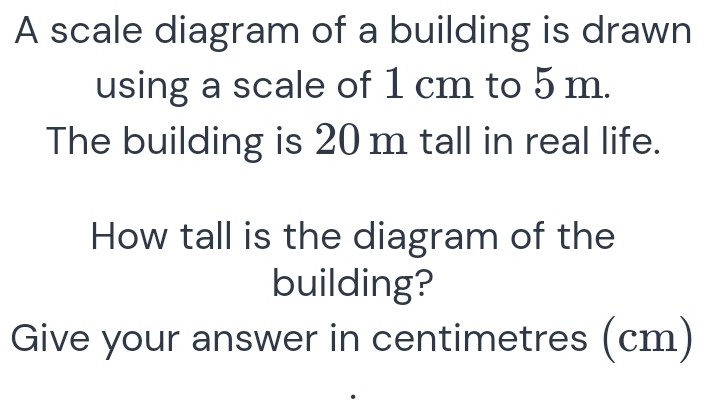 Solved: A scale diagram of a building is drawn using a scale of 1 cm to ...