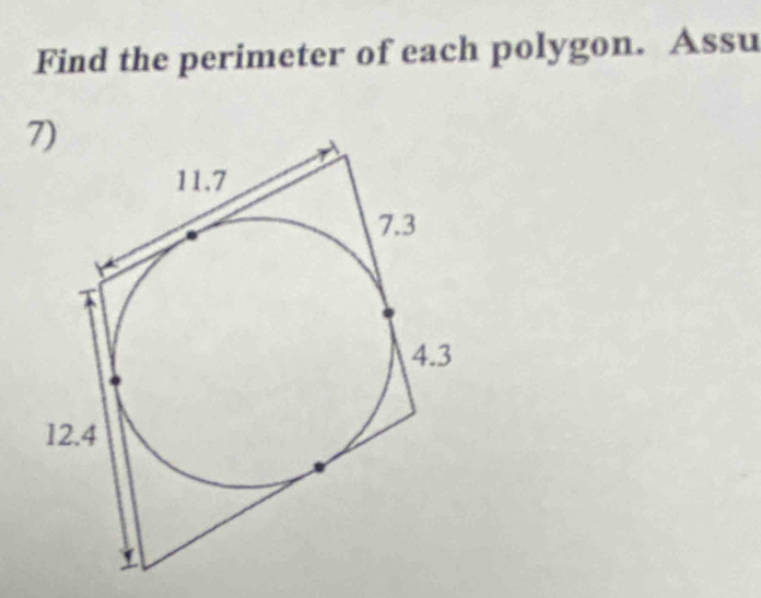 Find the perimeter of each polygon. Assu