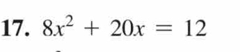 8x^2+20x=12