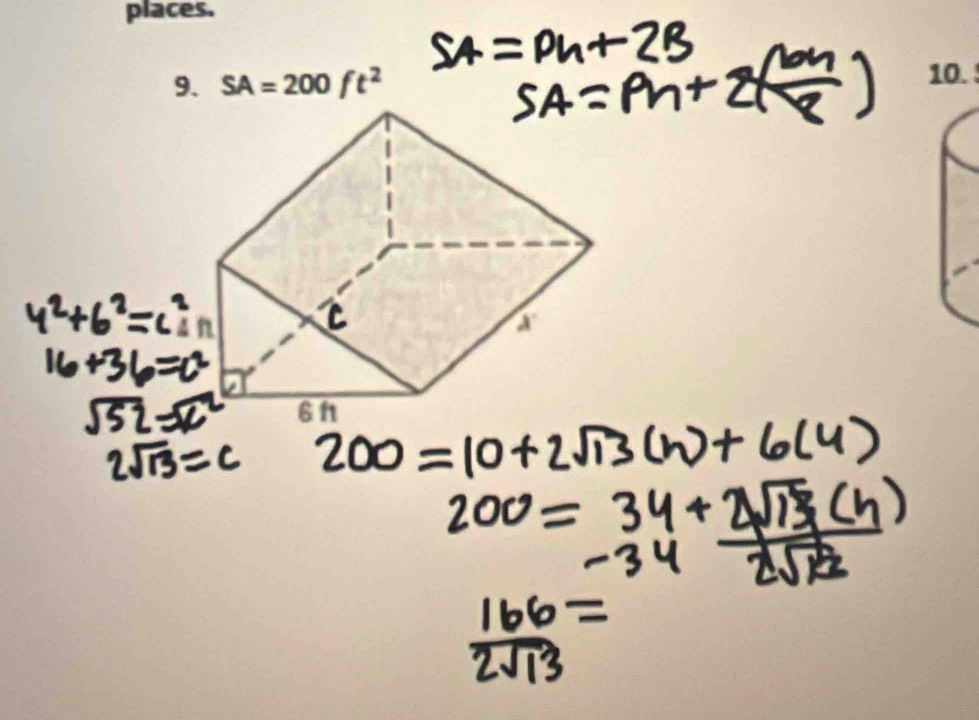 places. 
9. SA=200ft^2 10.
n
C
a
61