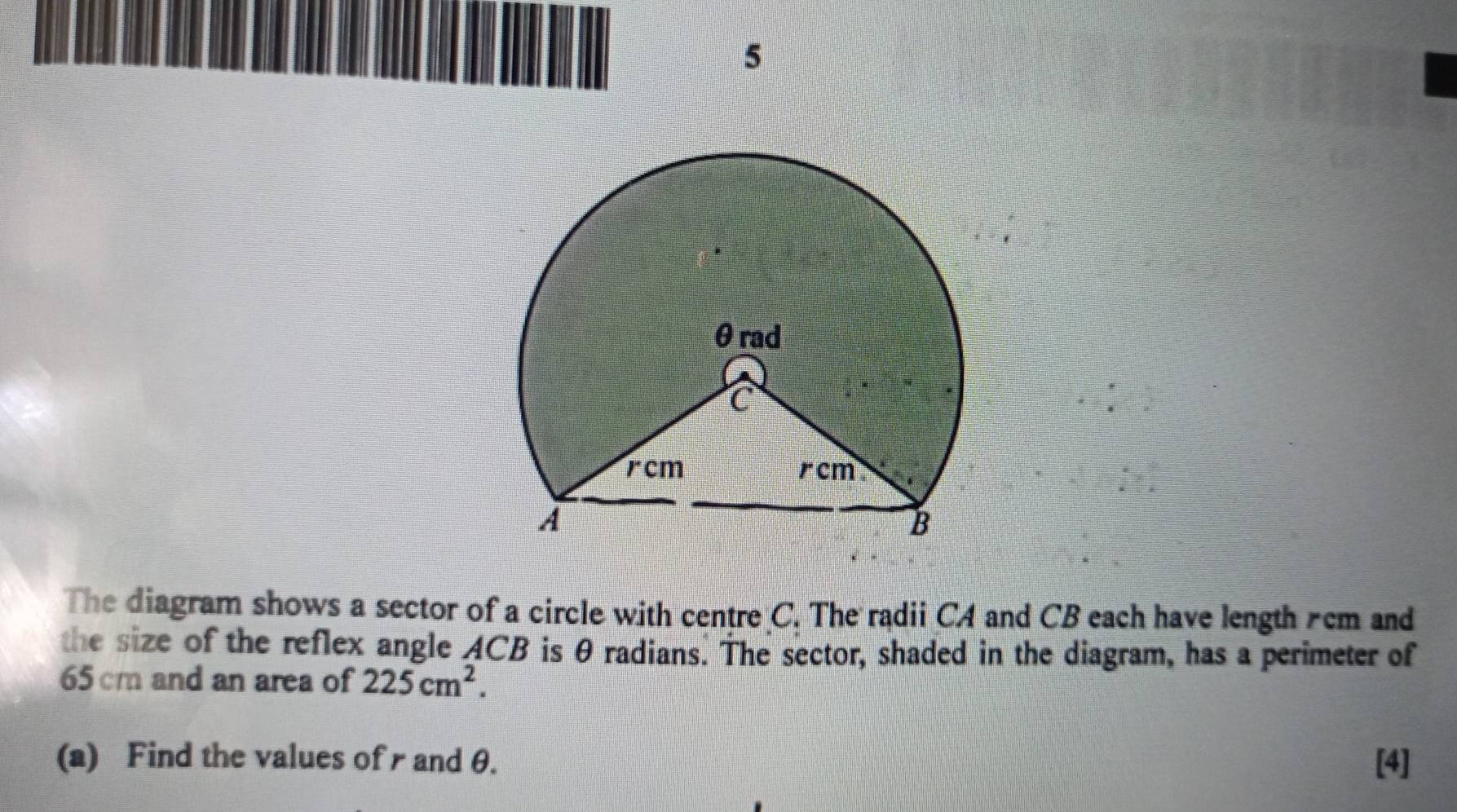 Solved: The diagram shows a sector of a circle with centre C. The radii ...