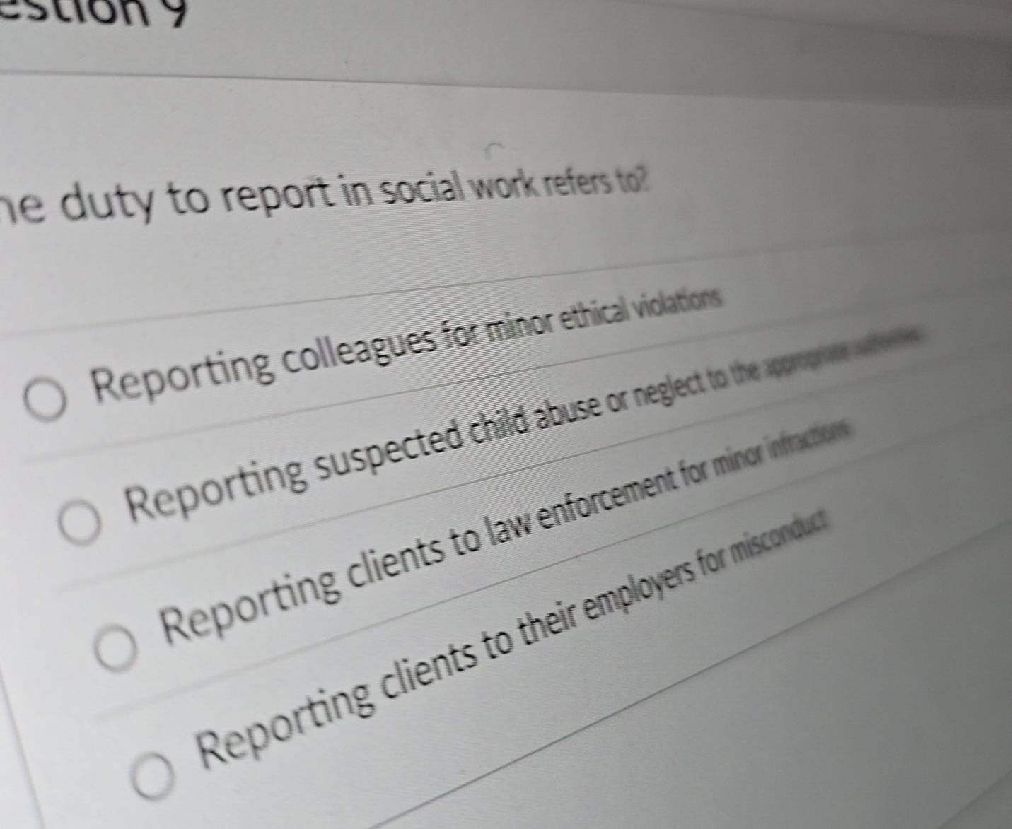 Solved: estion y he duty to report in social work refers to 