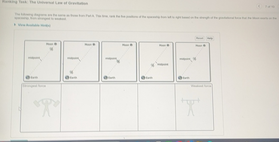 Solved: Ranking Task: The Universal Law of Gravitation