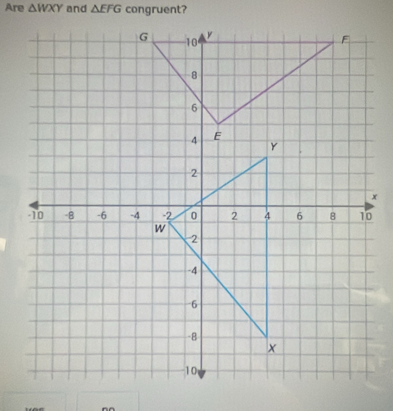 Are △ WXY and △ EFG congruent?