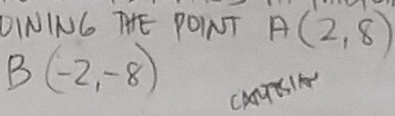 DINING THE POINT A(2,8)
B(-2,-8)
CANTEIA