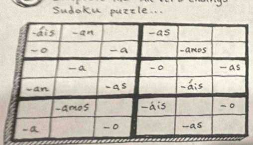 Sudoku puzile. . .