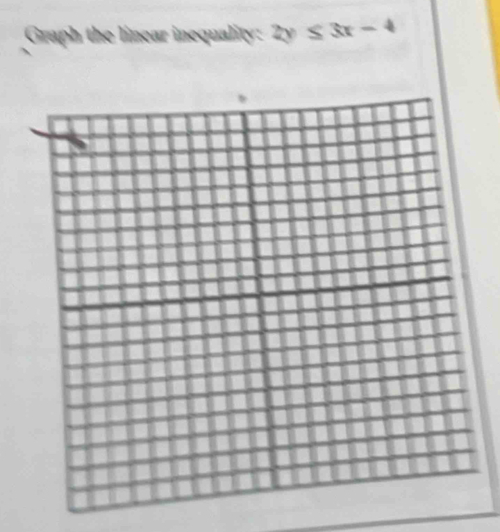 Graph the linear inequality: 2y≤ 3x-4