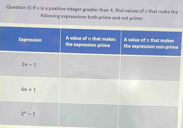 Solved: Question 4) If n is a positive integer greater than 4, find ...