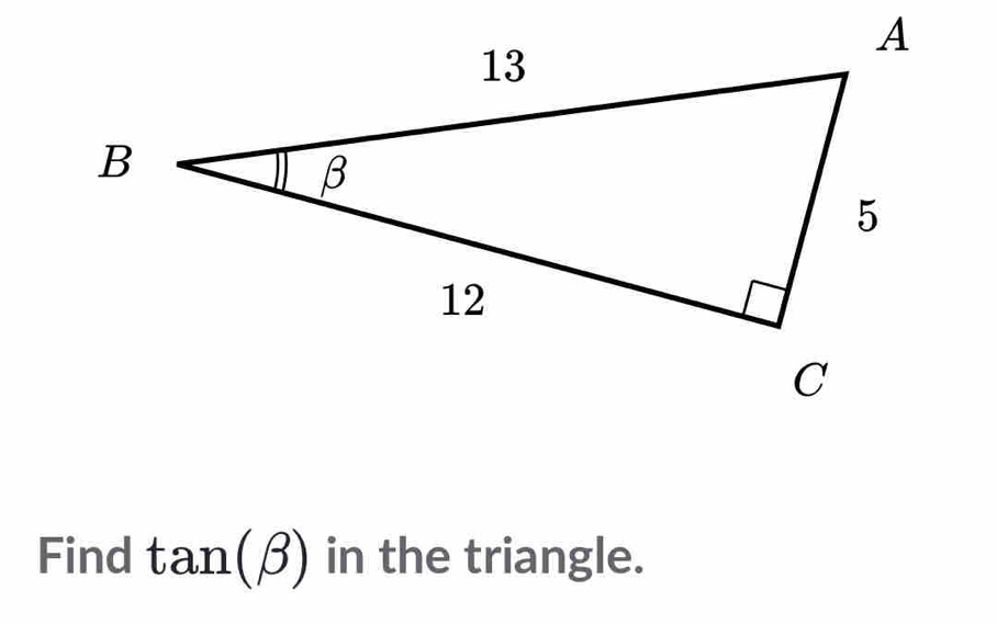 Find tan (beta ) in the triangle.