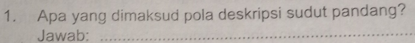 Apa yang dimaksud pola deskripsi sudut pandang? 
Jawab:_