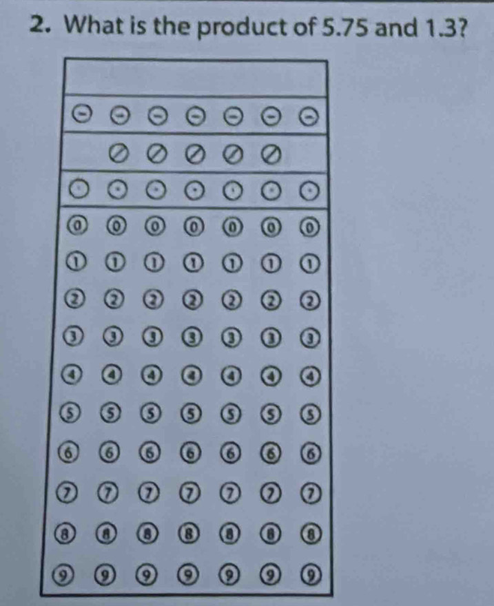 What is the product of 5.75 and 1.3?