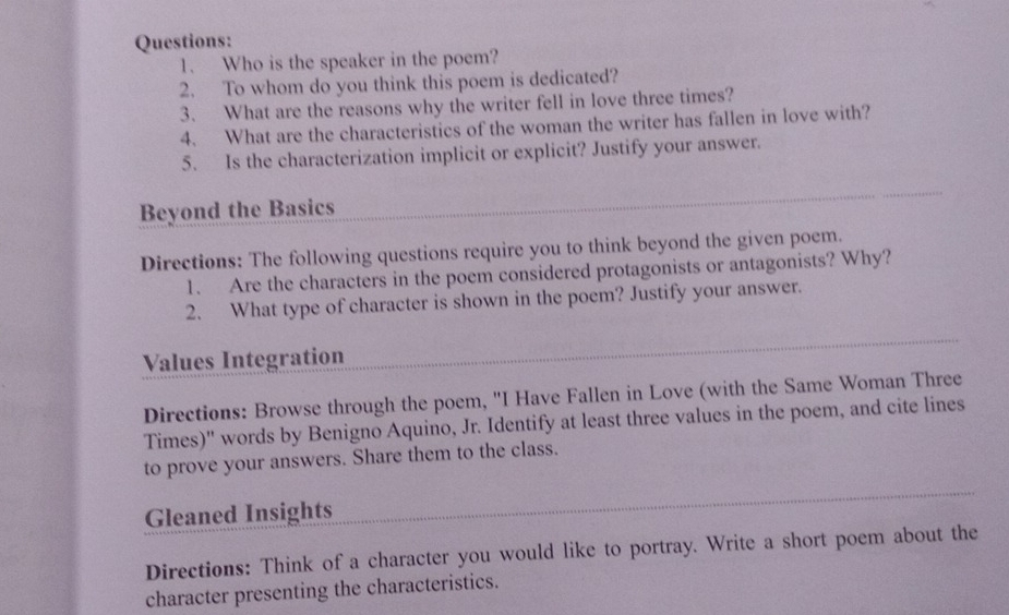 Solved: Who is the speaker in the poem? 2. To whom do you think this ...