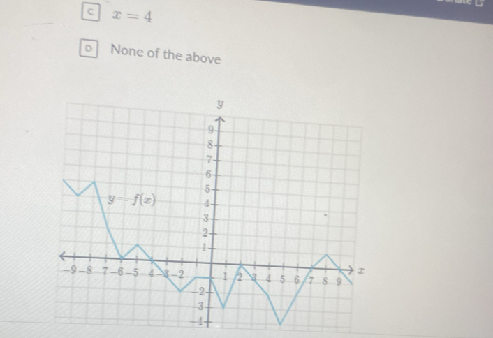 c x=4
D None of the above