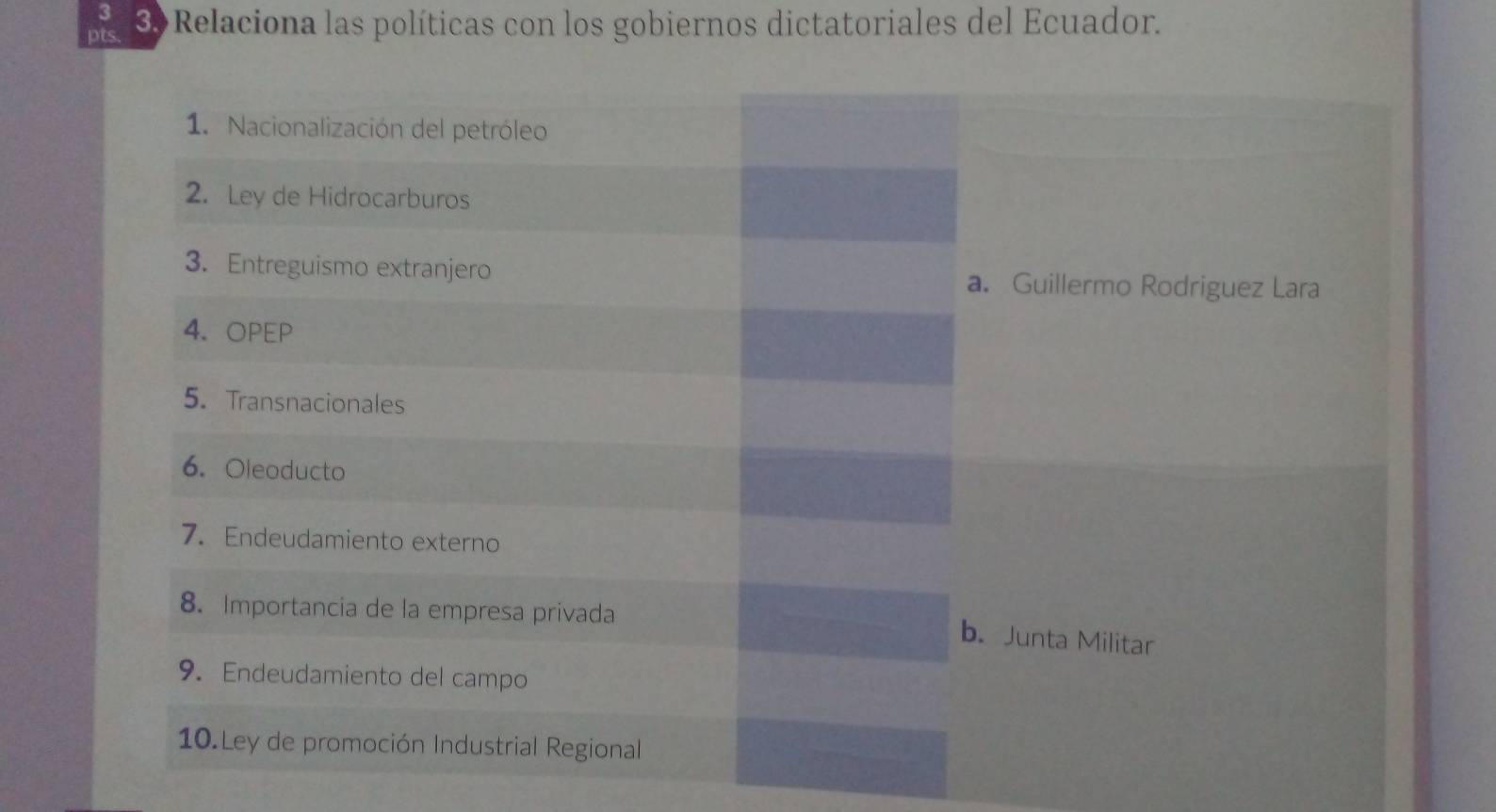 ots. 3 Relaciona las políticas con los gobiernos dictatoriales del Ecuador. 
Guillermo Rodriguez Lara 
Junta Militar